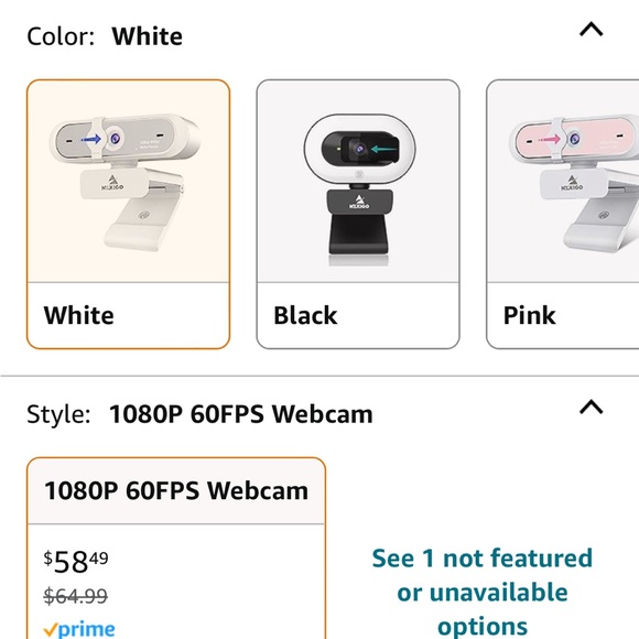 Full HD 1080P White Webcam - Picture 2 of 7